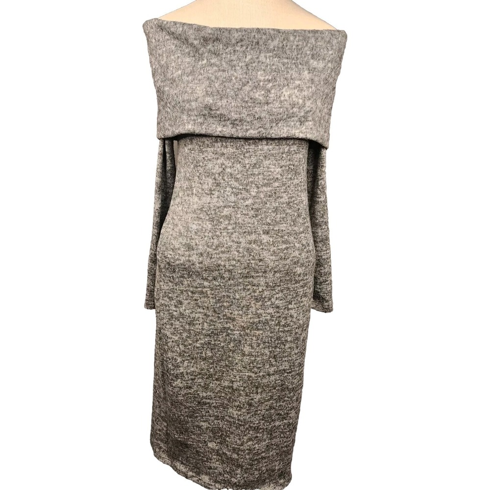 Rue21 Off Shoulder Cowl Neck Sweater Dress Gray Soft Knit Large Y2K Minimalist
